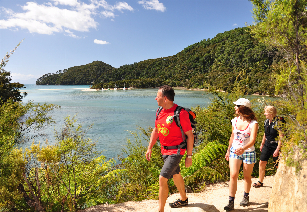 Three-Day All-Inclusive Abel Tasman National Park Self Guided Walk incl. All Meals (Breakfast, Lunch & Dinners) Beachfront Lodge Accommodation, Vista Cruise & Transfers - April & May 2026 Dates Available