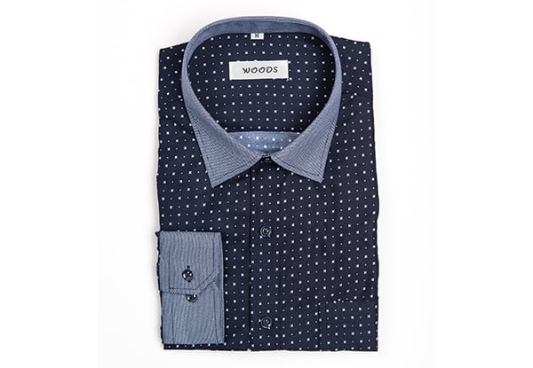 Navy and White Men's Dress Shirt incl. Nationwide Delivery - Nine Sizes Available