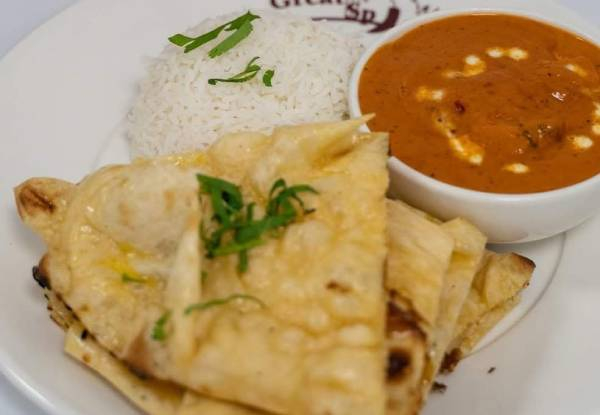 Two Curries, Rice, Butter Naans & Papadums! Options for up to Five Curries!