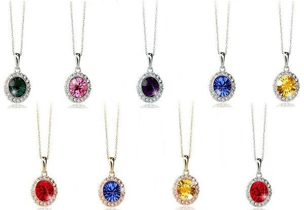 Bright Solitaire Necklace Range - Nine Colours Available with Free Delivery