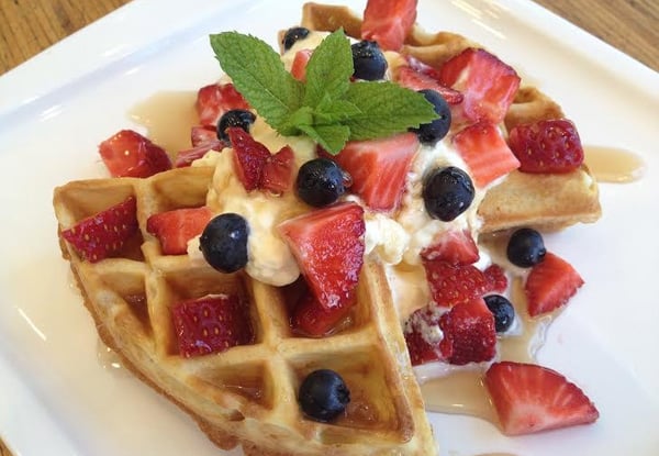 $7 for One Waffle & Hot Drink or $12 for Two Waffles & Two Drinks