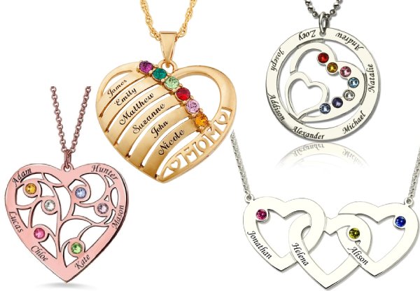 Personalised Family Birthstone Necklace Range 925 Silver - Options for Gold or Rose Gold