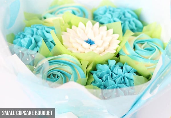 Small Cupcake Bouquet from DiliCakes  - Option for Personalised Mallow Jar or Bulk Personalised Mallows - Valid for Auckland Delivery Only