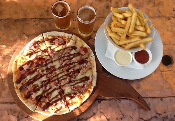 $19 for a Large Pizza, Two Glasses of Tap Beer or Juice & a Bowl of Fries to Share for Two People (value up to $34.50)