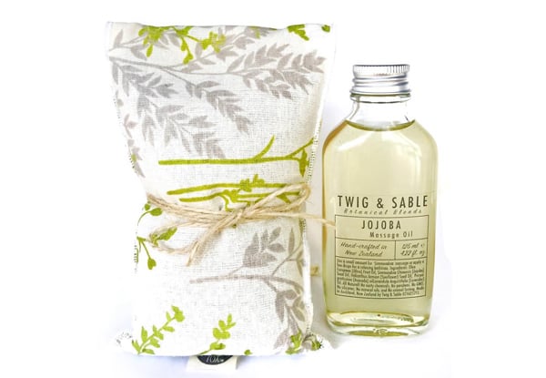 $19 for a Twig & Sable NZ Made Flax Heat Bag & Jojoba Massage Oil Set