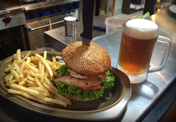 $15 for Any Burger with Fries, Golden Onion Rings, & a House Beer (value up to $30)