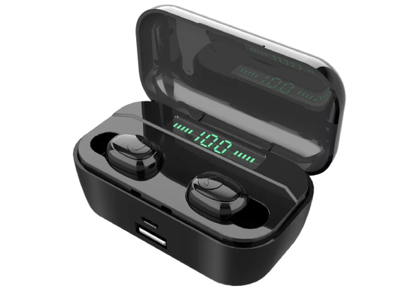 Wireless Bluetooth Headphones with Built-In Power Bank, LED Display & Charging Box