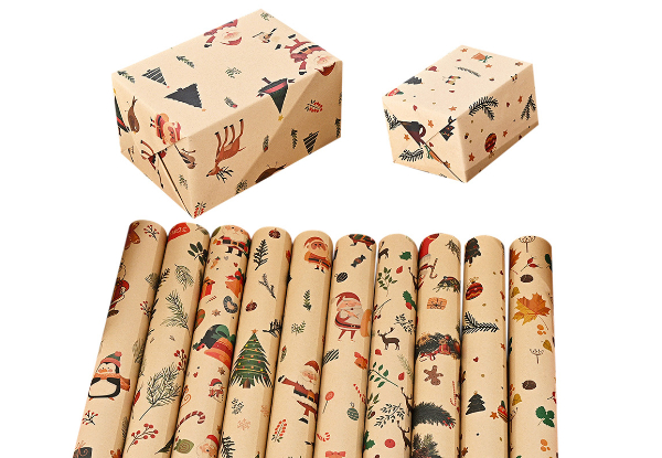 10 Sheets of Christmas Wrapping Paper Bundle