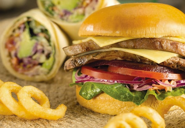 Any Two Boss Burgers Served on a Toasted Brioche Bun with your Choice of Hog Tail Fries or Sweet Potato Wedges - Valid Any Day for Lunch or Dinner