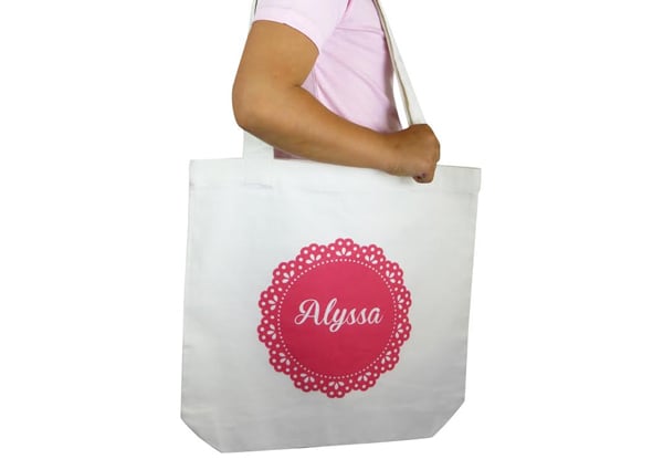 $25 for a Personalised Canvas Tote Bag with Pink or Purple Print incl. Nationwide Shipping
