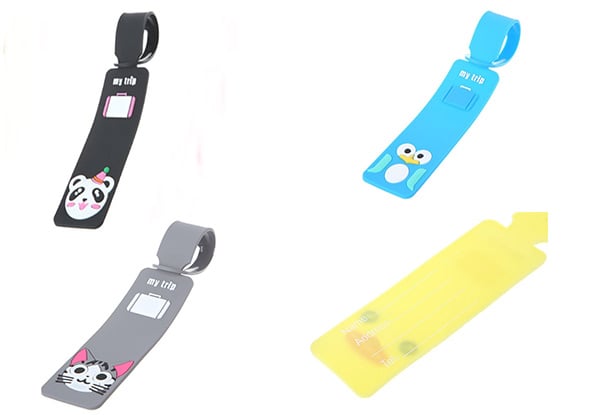 Three-Pack of Cartoon Luggage Tags- Four Colours Available