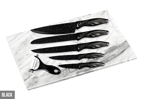 $24.95 for a Six-Piece Ceramic Coated Stainless Steel Knife Set, or $39.95 for Two Sets  – Available in Black or White