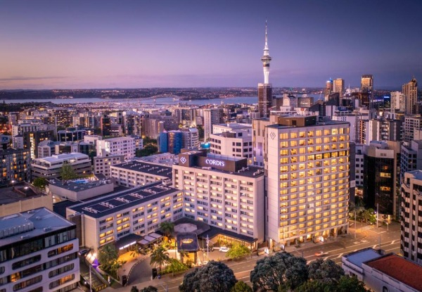 Luxury 5-Star Stay for 2 at Cordis Auckland incl. Buffet Breakfast at Eight Restaurant, $50 Hotel Credit Per Day, Late Checkout, Chuan Spa Access to Sauna, Steam Room, Heated Pool & Fitness Centre - Superior, Deluxe, or Pinnacle Tower Rooms Available