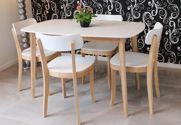 $499 for an Arthur White Table & Orly Dining Chairs Set