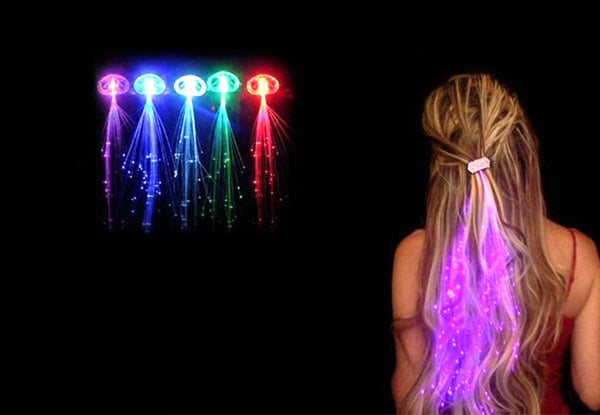Six LED Light Up Hair Extensions