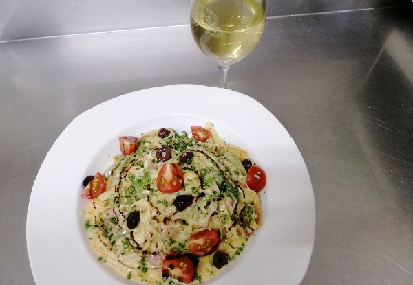 Two Dinner Mains & House Wine or Beer for Two People
