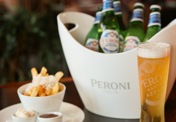 Celebrate International Beer Day at Cafe Valentino - Bucket of Five Peroni Bottles & Fries to Share