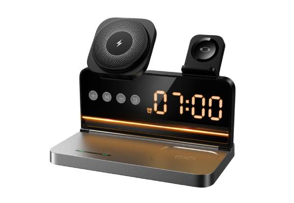 Hoco 15W 4-in-1 Magnetic Wireless Fast Charger with Alarm Clock