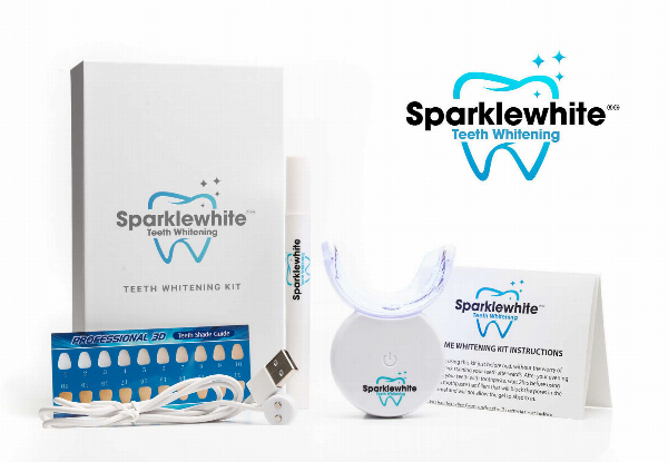 Take Home a Professional Dental Grade Teeth Whitening Kit incl. A Cordless Three Colour LED Light, Instructions, Shade Guide & Magnet USB Charger - Option for One Pen or Two Pens & up to Two Refills