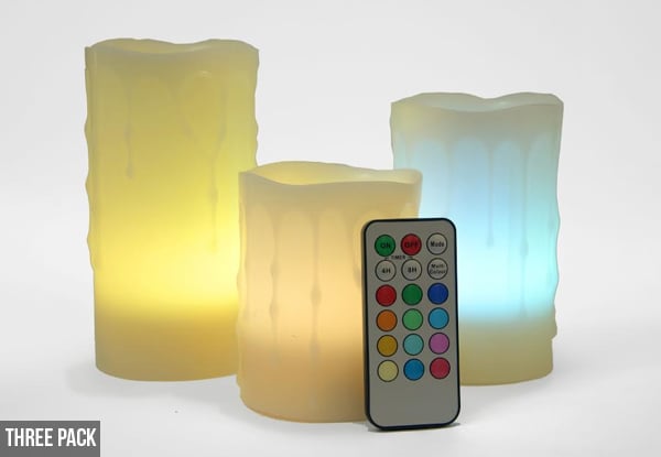 $13.99 for Three LED Remote Controlled Flameless Candles or $9.99 for Two
