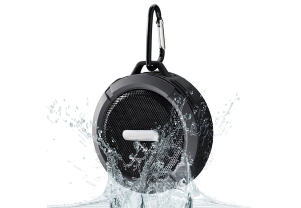 $27 for a Water Resistant Outdoor Speaker with a Suction Cup & Carabiner with Free Shipping