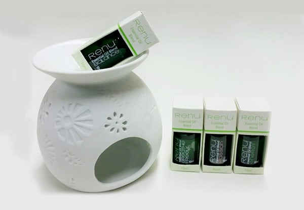 $40 for an Aromatherapy Starter Pack with Four Essential Oil Blends & a Burner