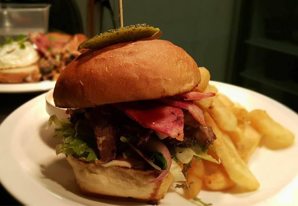 $46 for Two Stables Gourmet Burgers, Fries & a Bottle of House Wine (value up to $86)