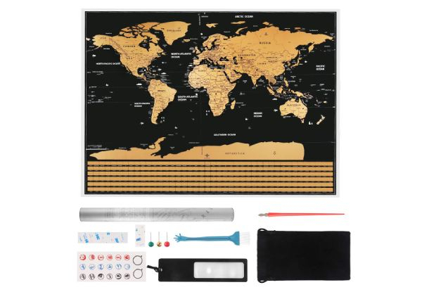 Scratch Off Map of the World Large Deluxe Edition incl. Accessories Set
