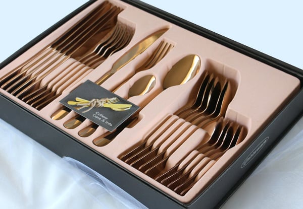 $89 for a 24-Piece Rose Gold Cutlery Set in Gift Box