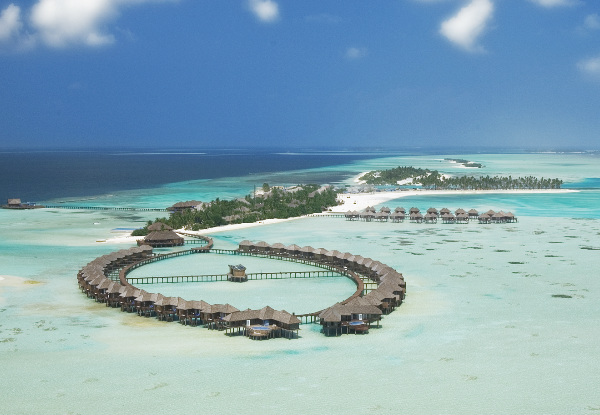 Seven-Night All Inclusive Maldives Olhuveli Spa & Resort Stay for Two People incl. Open Bar, Daily Breakfast, Lunch, Dinner & Amazing Extra Activities (from $2,199 P/P)