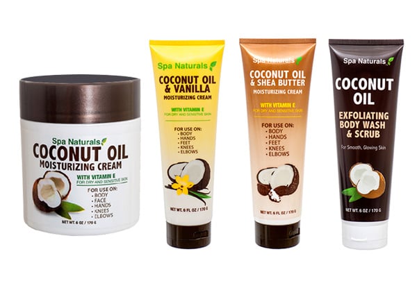 Pack of Four Spa Naturals Coconut Oil Moisturisers & Body Wash