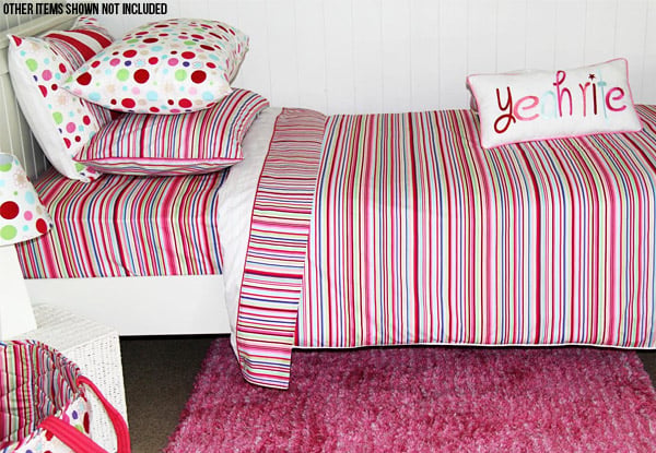 100% Cotton Lucy Stripe Kids' Quilt Cover Set