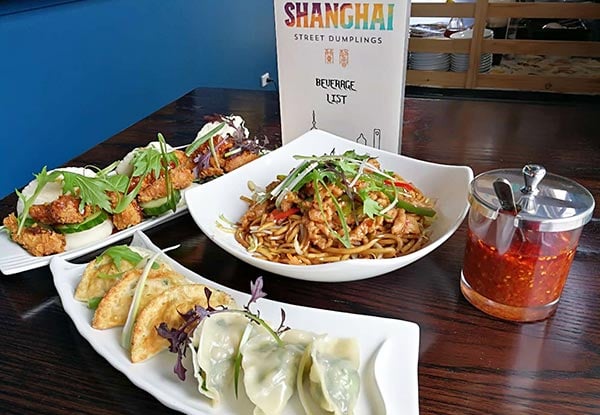 Lunch Special at Shanghai Street Dumplings - Choose from Two of our Famous Shanghai Street Snack Food Items  & Either a Fried Rice or Fried Noodle Dish to Share