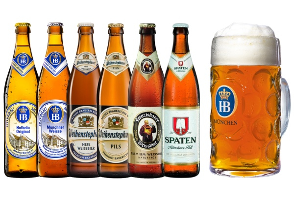 Six-Pack 500ml German Beers incl. 1L Hofbrau Stein