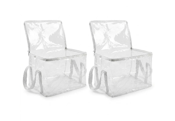 Two Large Clear PVC Office Storage Bags with Reinforced Handles