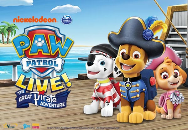 96 Hours Only for PAW Patrol Live! "The Great Pirate Adventure" at The Trusts Arena, Auckland, Saturday 12th or Sunday 13th January - Options for B Reserve, A Reserve, A Reserve Family, Gold & Premium Ticket (Booking & Service Fees Included)