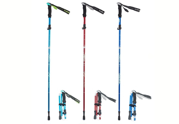 Foldable Super Light Telescopic Hiking Pole - Six Colours Available