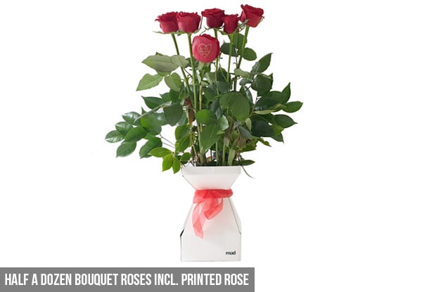 One Stunning Premium Valentine Red Rose, Gift Boxed with Free Auckland Delivery - Options for Six or 12 Stem Bouquets