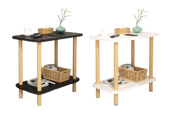 Two-Tier Rectangle Wooden Side Table - Available in Two Colours