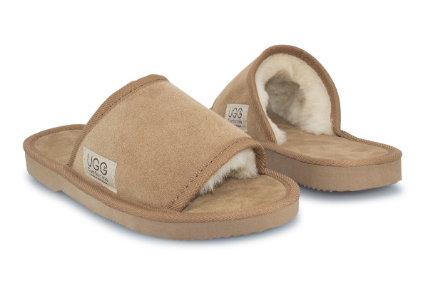 Ugg Australian-Made Water-Resistant Essentials Classic Unisex Sheepskin Open Toe Suede Scuffs - Seven Sizes Available