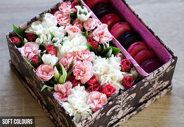 $79 for a Gift Box of Flowers & Seven French Macaroons