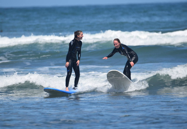 Two-Hour Learn to Surf Group Lesson incl. Surfboard & Wetsuit Hire - Options for Two-People, 1.5 Hour Private Lessons & Gear Hire