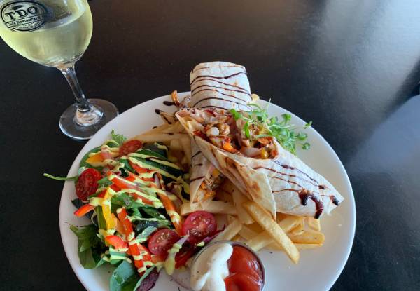 Lunch Mains & a House Wine or Beer for Two People