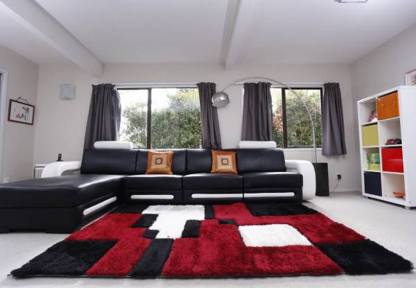 Modern Patterned Shaggy Carpet Rug - Available in Four Colours & Two Sizes