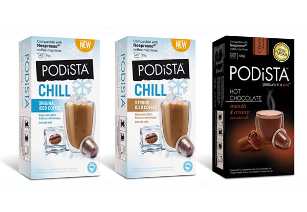 $35 for Six Packs of Ten PODiSTA Iced Coffee or Chocolate Pods Compatible with Nespresso Machines