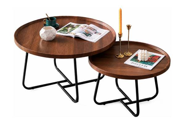 Industrial Two-Piece Round Nesting Table Set