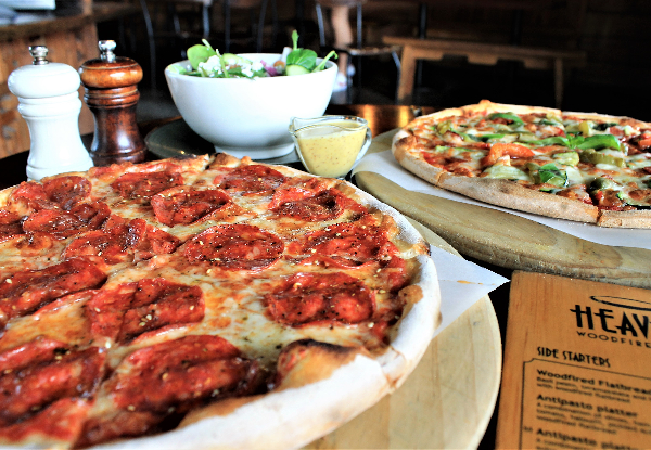 Two Large Wood-Fired Pizzas & Salad to Share for Two People - Options for up to Six People