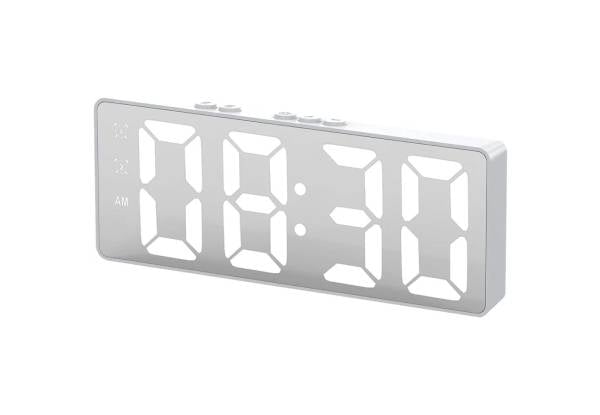 LED Mirror Large Display Desk Clock with Temperature Snooze Dual Alarms - Available in Two Colours — photo 3