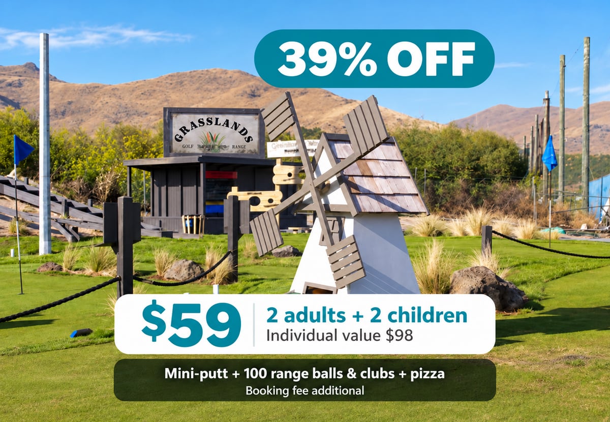 $59 Family Mini-Putt, Driving Range & Pizza for Four Save 39%