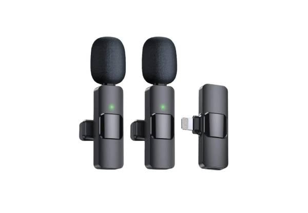 Two-Piece Wireless Lavalier Microphone Compatible with Apple iPhone & iPad